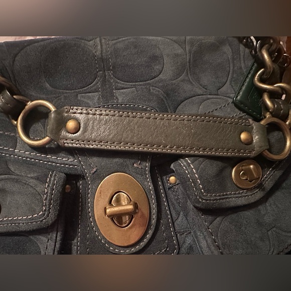 Authentic Coach Vintage Teal Suede Leigh Handbag! RARE - Picture 12 of 15